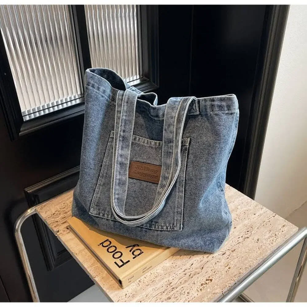 Light Blue Washed Denim Shoulder Bag
